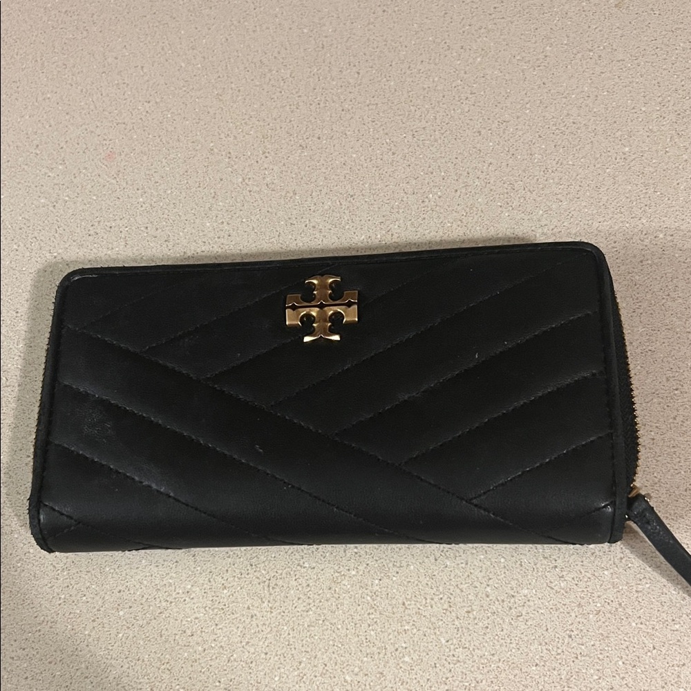 Tory Burch Black Quilted Zip Wallet